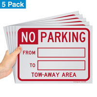 Temporary no parking tow away zone sign