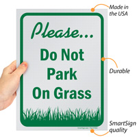No parking on grass warning sign