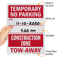 Temporary No Parking Permit Sign