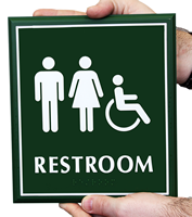 Unisex Restroom Door Sign with Handicap Symbol