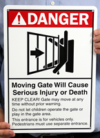 ANSI Danger Moving Gate Signs