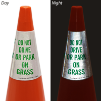 Do Not Drive Or Park On Grass Cone Message Collar Sign