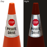 Stop Private Driveway Cone Message Collar Sign