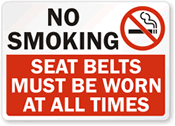 No Smaoking Seat Belt Sign