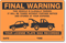 Final Warning Illegally Parked Towed Sticker