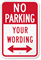 Custom No Parking Sign with Bidirectional Arrow