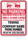 Custom No Parking, Unauthorized Vehicles Towed Sign (California)