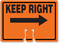 Keep Right Cone Top Warning Sign