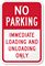 No Parking Immediate Loading And Unloading Only Sign