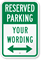 Custom Reserved Parking Sign with Bidirectional Arrow