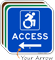 Handicap Access Directional Sign with Updated ISA Symbol