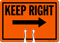 Keep Right Cone Top Warning Sign