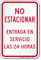 No Parking 24 Hours Spanish Sign