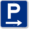 P Symbol Arrow Parking Sign