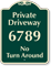 Personalized Private Driveway, No Turn Around Sign
