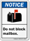 Do Not Block Mailbox ANSI Notice Postbox Regulation Sign
